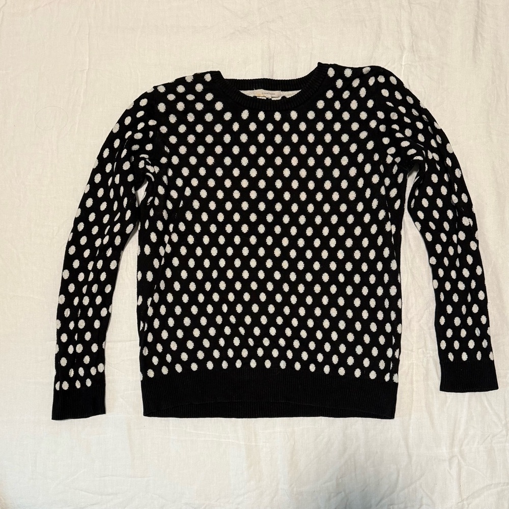 41 Hawthorn Black and White Polka Dot Sweater, XL